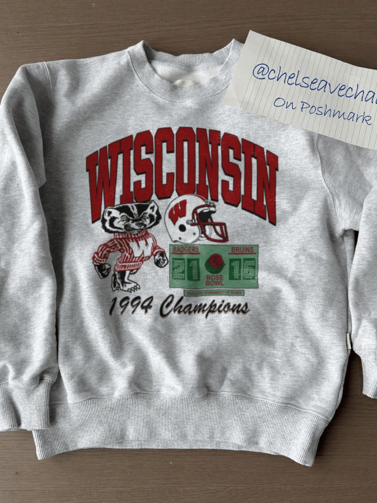 Vintage 1994 Wisconsin Badgers Rose Bowl Crewneck Sweatshirt Football Ncaa Tee